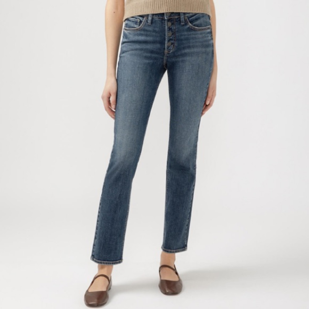 SILVER JEANS New Most Wanted Straight Leg Stovepipe Jeans Mid Rise Button Fly 31
